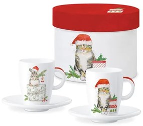 Cicás és egérkés porcelán eszpresszó kávés csésze 2 db szett díszdobozban Fridolin & Kitty