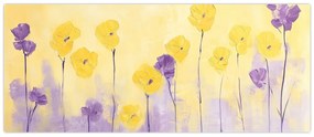 Kép - Lila és sárga virágok (120x50 cm)