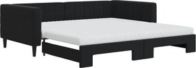 vidaXL fekete kihúzható bársony heverő matraccal 100 x 200 cm