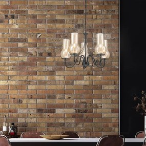 Brilagi - LED Csillár láncon COTTAGE 5xE14/40W/230V fekete/barna