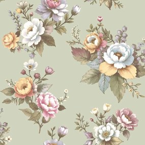 Parato Cristiana Masi Blooming Garden 11 Calliope barna-kék virágos vlies tapéta – 8331