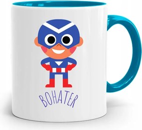 Kék Bögre Gyerekeknek Szuperhős +név nyomott mintával