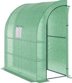 Outsunny Fóliasátor Paradicsom Üvegház Hálós Ablakkal, Felhúzható Ajtókkal, UV Védelemmel Felszerelt Üvegház, Zöld, 200 x 100 x 215 cm | Aosom