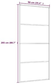 fehér matt ESG üveg és alumínium tolóajtó 90x205 cm