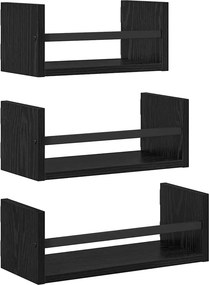 vidaXL Fali polc készlet 3 pcs Fekete tölgy 40x16x14cm Faanyag