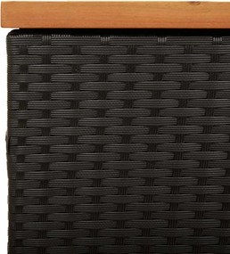 Fekete Polyrattan És Akácfa Kerti Tárolóláda 110 X 50 X 54 Cm