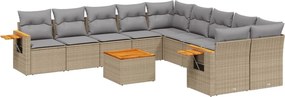 vidaXL 11 részes bézs polyrattan kerti ülőgarnitúra párnákkal