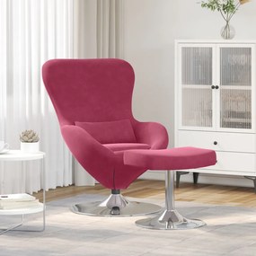 Tojásfotel lábbal Bordeaux vörös bársonyból