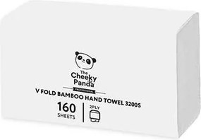 Kéztörlő, bambusz, V hajtogatott, 2 rétegű, 160 lap, 21,5x22,5 cm, CHEEKY PANDA, fehér (KHH917)