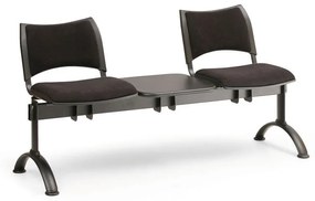 Kárpitozott pad SMART, 2 üléses + asztal - fekete lábak, kék