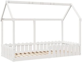 fehér tömör fenyőfa házikó gyerekágykeret 90 x 200 cm