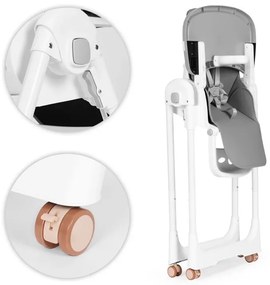 Etetőszék állítható magasság eco-bőr pántok dupla tálca sötétszürke