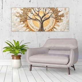 Kép – Arany életfa mozaikban (120x50 cm)
