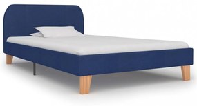 Kék szövetkárpitozású ágykeret 90 x 200 cm
