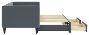 sötétszürke kihúzható bársony heverő fiókkal 80 x 200 cm