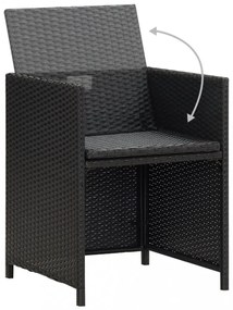 2 db fekete polyrattan kerti szék hát- és ülőpárnával