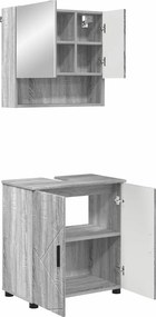 vidaXL Fürdőszoba bútor szett 2 pcs Szürke Sonoma Faanyag & Fém