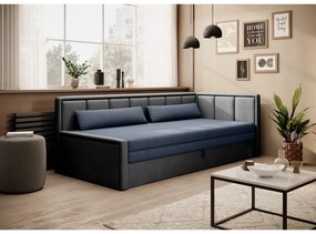 Kék-szürke zsenília kinyitható-tárolóhelyes kanapé 214 cm Fulgeo – ELTAP