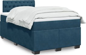vidaXL sötétkék bársony rugós ágy matraccal 120x190 cm