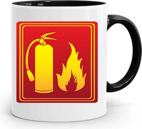 Bögre Fekete Ajándék Tűzoltó Készülék fényképes nyomtatással