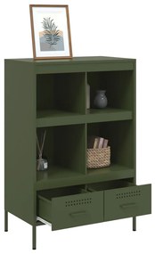 olívazöld acél magasszekrény 68 x 39 x 101,5 cm