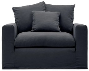 Antracitszürke len fotel Nora – Kave Home