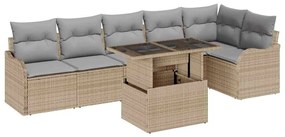 vidaXL Kanapé Szett párnával 7 pcs Bézs Poli rattan