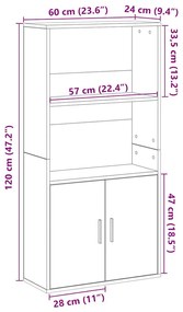 kézműves tölgy színű szerelt fa könyvespolc 60x24x120 cm
