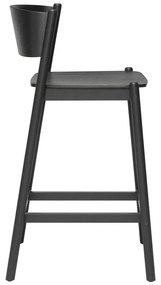 Fekete bárszék tölgyfa dekorral (ülésmagasság 75 cm) Oblique – Hübsch