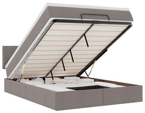 Ottomán ágy matraccal &amp; LED-ek Taupe 140x190 cm anyaggal