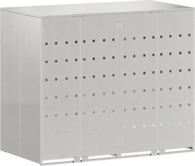 vidaXL Gurulós kuka tároló 3 kukához Ezüst 340 x 77.5 x 115.5 cm