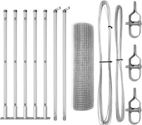 vidaXL Kerítésoszlop Ezüst 10 x 0,4 m (16 x 16 mm háló) Acél