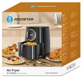 Aigostar légkeveréses fritőz 1400W/230V, 4,2 l, fekete
