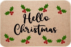 Karácsonyi Lábtörlő lenvászon ajtóhoz Hello Christmas nyomtatás