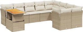 vidaXL 10 részes bézs polyrattan kerti ülőgarnitúra párnával