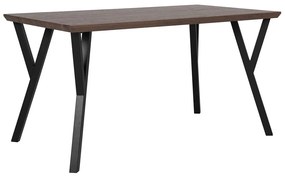 Egyedi Sötét Fa Asztal Fekete Lábazattal 140 x 80 cm BRAVO Beliani
