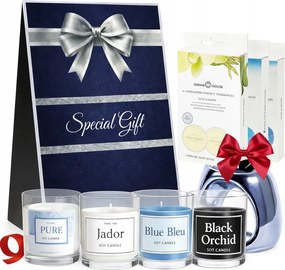 Ajándékkosár szett Kandalló Illatok Gyertyák Illatos viaszok Ajándék