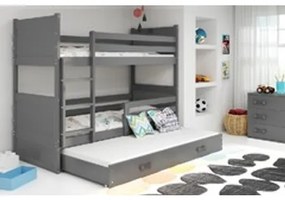 Gyerek emeletes ágy kihúzható ággyal RICO 200x90 cm Szürke Szürke