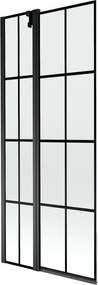 Mexen Flip 2-szárnyú fürdőkádparaván, 80 x 150 cm, fekete rácsos, fekete - 894-080-101-70-77
