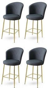 Alte Anthracite and Gold bárszék szett, 4 db, 4 db