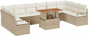 vidaXL Kerti Kanapé Szett tárolóval 11 pcs Bézs Poli rattan
