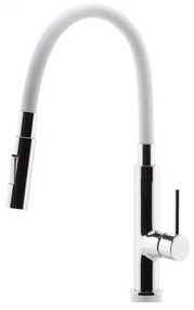 FERRO - Mosogató csap rugalmas karral fényezett króm/fehér