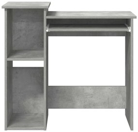 betonszürke forgácslap íróasztal polcokkal 84x40x78 cm