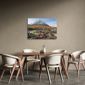 Üveg kép - Hegy a folyóval (70x50 cm)