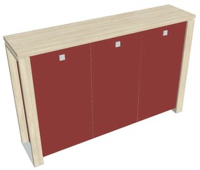 Verno+ S közepes szekrény 200 x 46 x 130 cm, üvegajtó, akác / piros