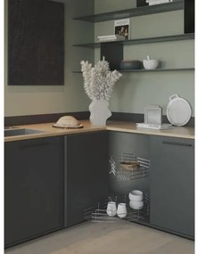 Konyhai fémrács, sarokszekrénybe, félkör kosár, 660mm átmérő, 400mm ajtókhoz, SIGE Green Line 070