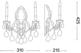 Ideal Lux - Fali kristály lámpa GIOCONDA 2xE14/40W/230V ezüst