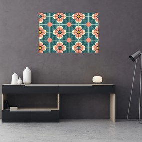 Kép - Retro virágminta (90x60 cm)
