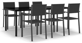 vidaXL 7 részes fekete kerti étkezőgarnitúra