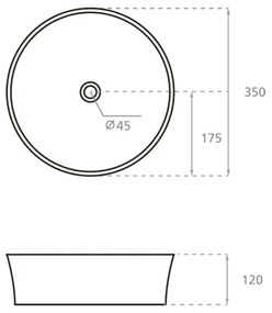 Bathco 4086 - VOLTA ráépíthető mosdó Ø 35 cm porcelán/fehér